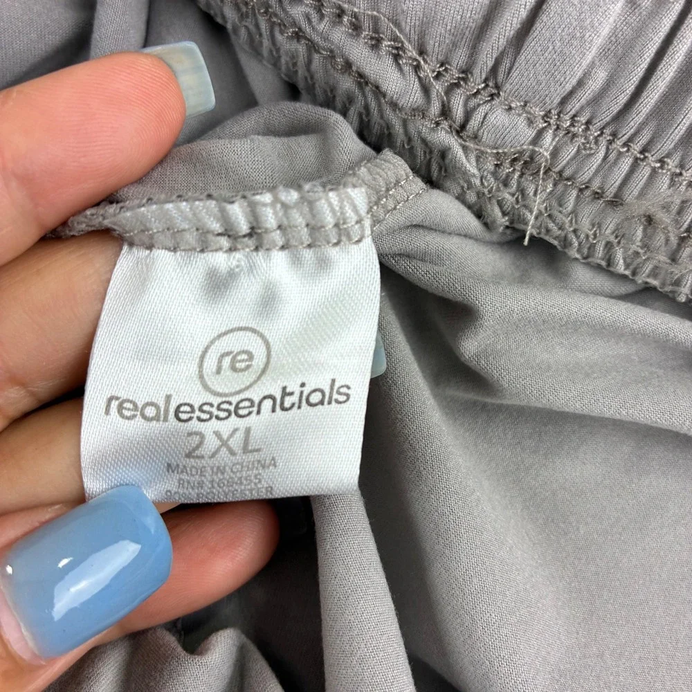 Real‎ Essentials Womens 2XL Wide Leg Cropped Lounge Pants Drawstring Stretch